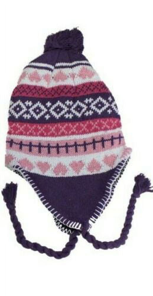 Wholesale Lot of 12 Women's Knit Hat Beanie with Earflap and Pom Pom Warm Flannel Lined Stocking Stuffer