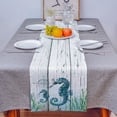 thumbnail image 4 of Table Runner Dresser Scarves 120 Inch Long, Ocean Theme Seahorse Coral Compass Linen Dining Table Runners Marine Nautical on Wood Barn Tabletop Scarf for Wedding Holiday Party Kitchen, 4 of 7