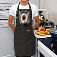 thumbnail image 3 of 2 Pack Adjustable Bib Apron with Floral Design - Large White Flower Green Leaves & Orange Berries - 2 Pockets for Cooking & Chef Use, 3 of 5