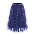 thumbnail image 3 of Women's Soild Color Tutu Skirt, Sparkling Sequin 3 Layer Fluffy Tulle Midi Skirt, Party Skirt for Festival, Birthday, Rave and Cosplay Navy L, 3 of 5