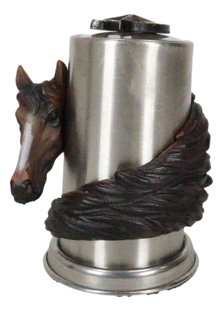 Rustic Western Country Chestnut Horse Horseshoe Spring Barrel Toothpick Holder