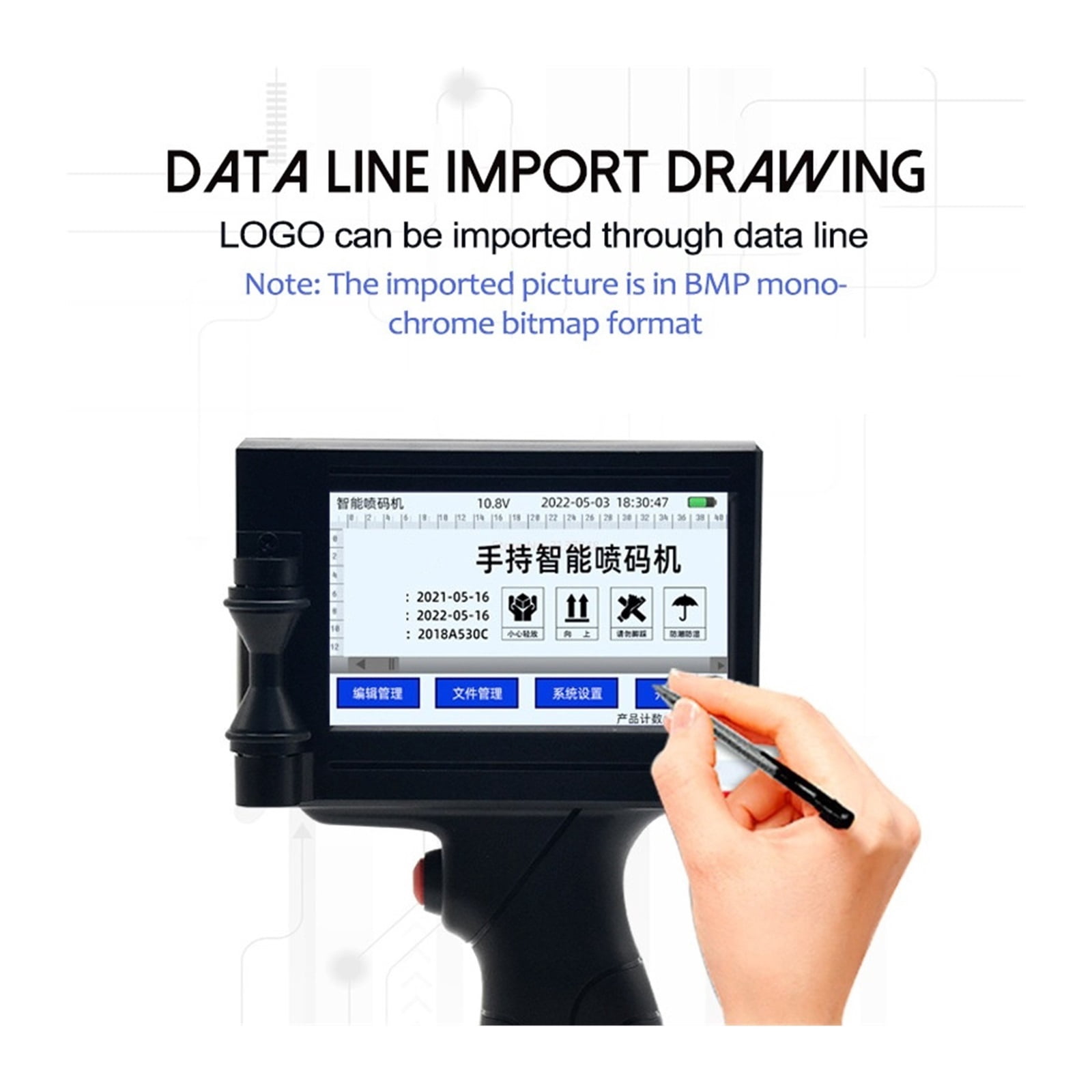 Printer Jet, 12.7mm Smart Inkjet Printer Bar Batch Code Logo Label Portable Small Handheld Thermal Inkjet Printer
--------
,Fast Printing