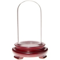 Plymor 2" x 4" Mini Glass Display Dome Cloche (Red Wood Veneer Footed Base)