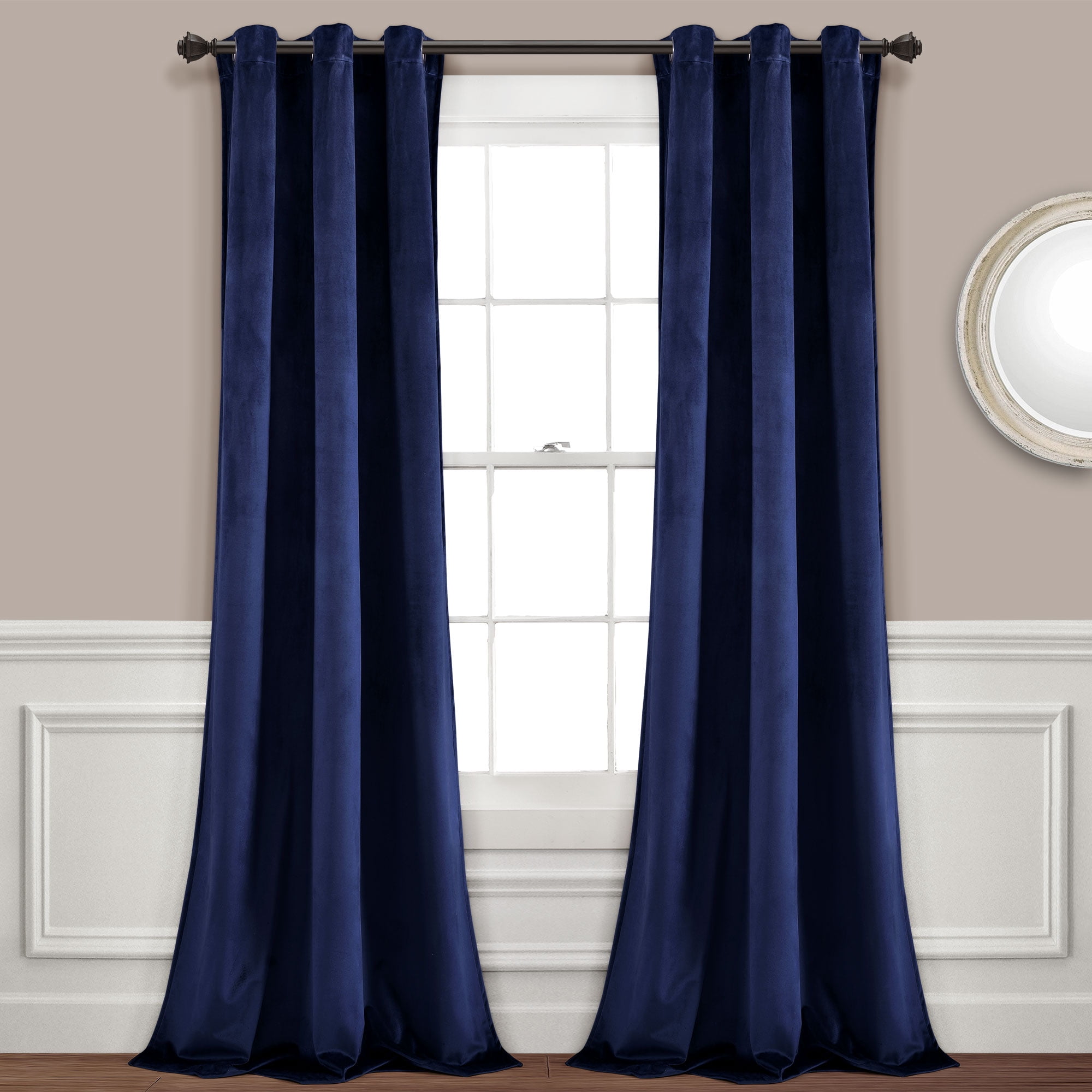 Navy Blue 96"H Velvet Curtain Panel w/Grommet Top Eyelets Window Treatment Drape 