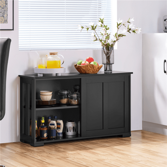 FullFurnique Sideboard Buffet Cabinet with Storage, Black