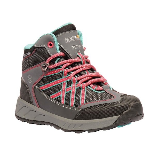 Regatta - Botas de Senderismo/Botas de Montaña Samaris con Cordones para Niños/Niñas (Granito, Rosa Duquesa) Regatta UTRG2823_graniteduchess