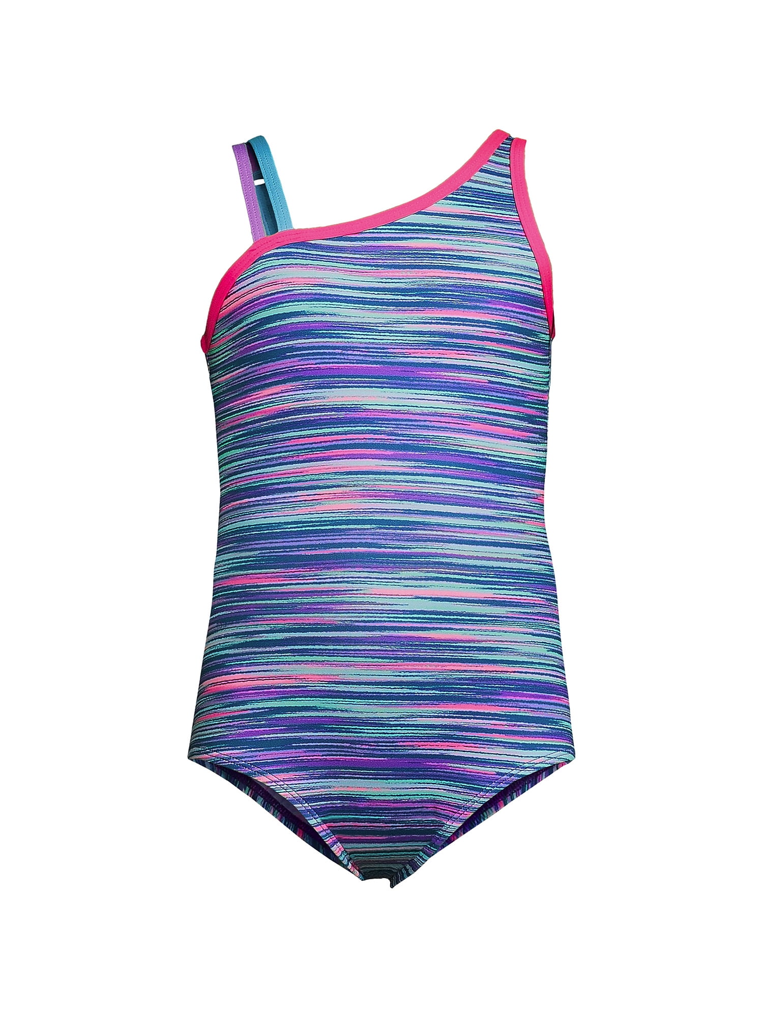 Lands' End Girls Slim One Shoulder One Piece Swimsuit