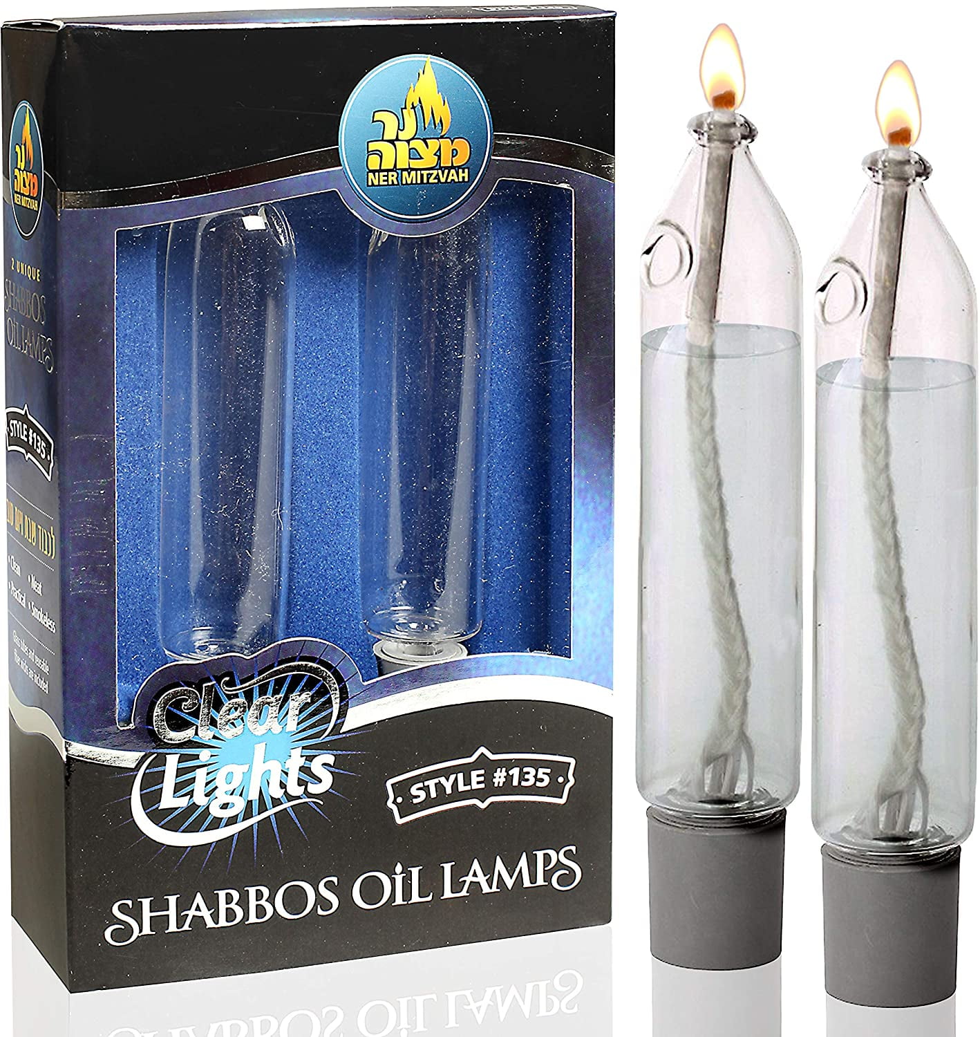 Glass Paraffin Shabbat Candle Holder Cup and Wick Candle Shape, 4 Tall, 2 Pack Pretty and