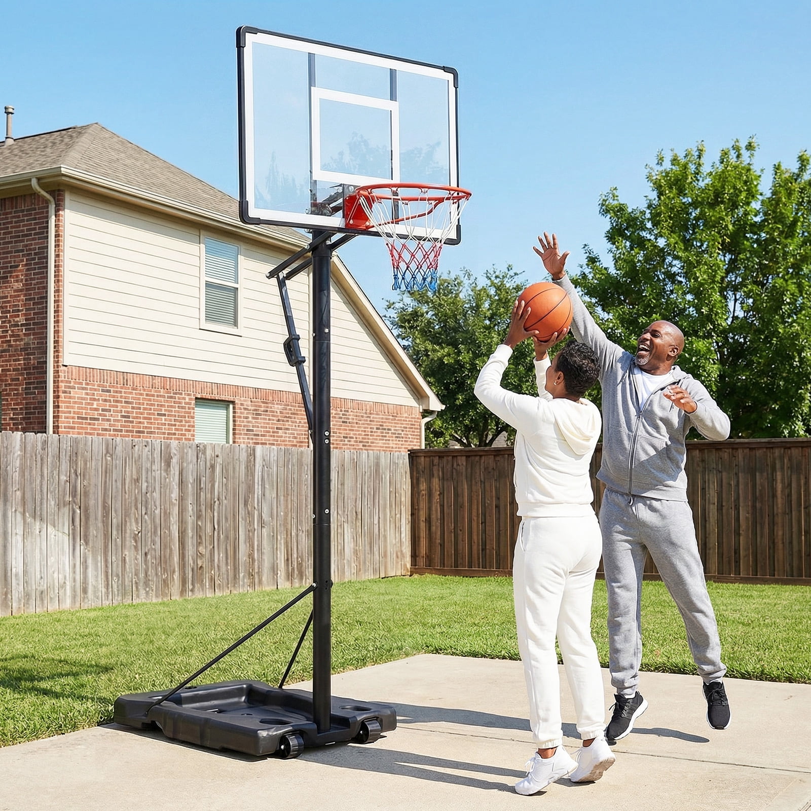 Gymax 10 FT Portable Basketball Hoop w/ Shock Absorbent Rim Fillable Base for Adults