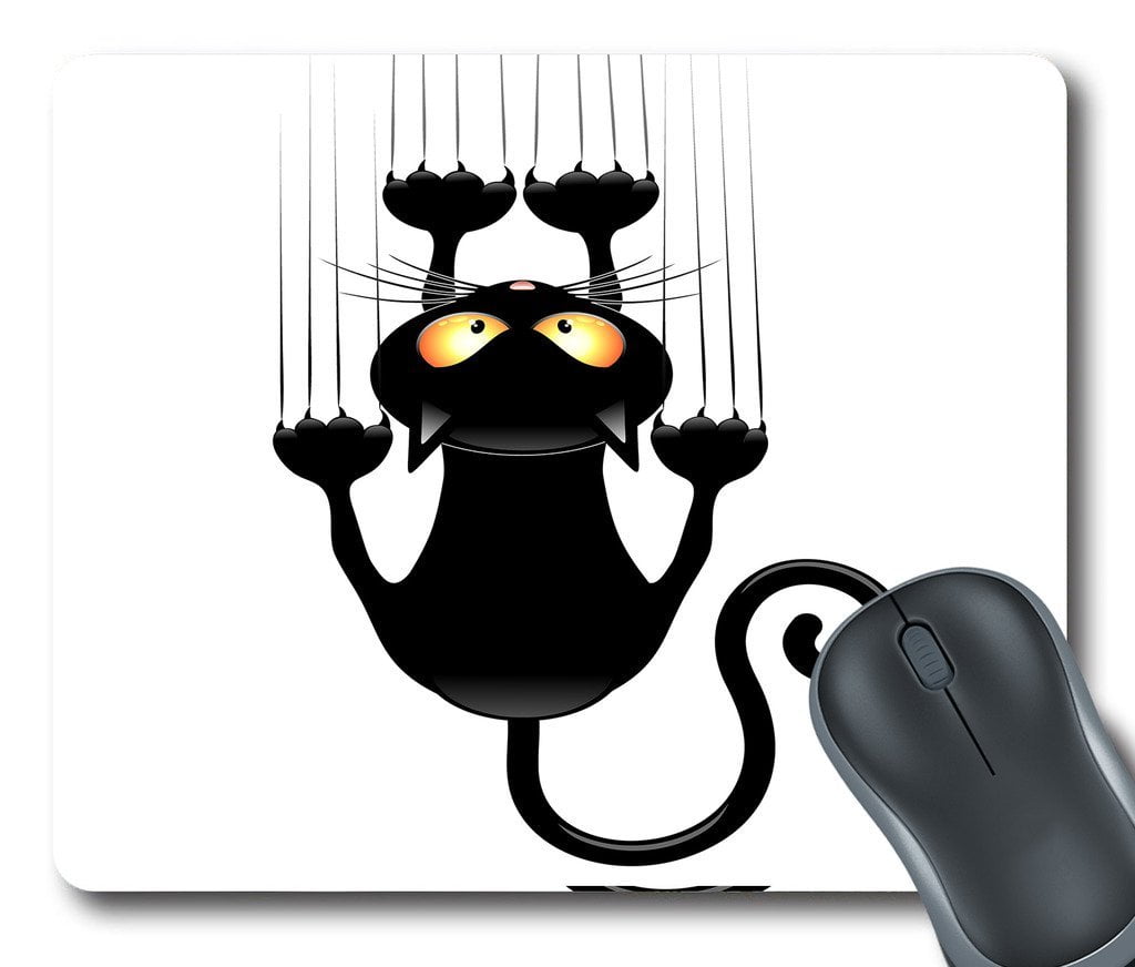 GCKG Cute Black Cat Mouse Pad Personalized Unique Rectangle Gaming