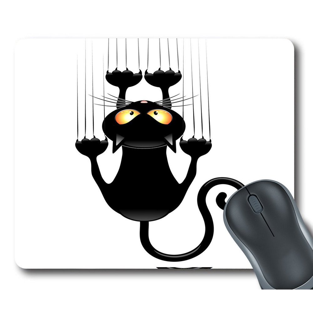 GCKG Cute Black Cat Mouse Pad Personalized Unique Rectangle Gaming