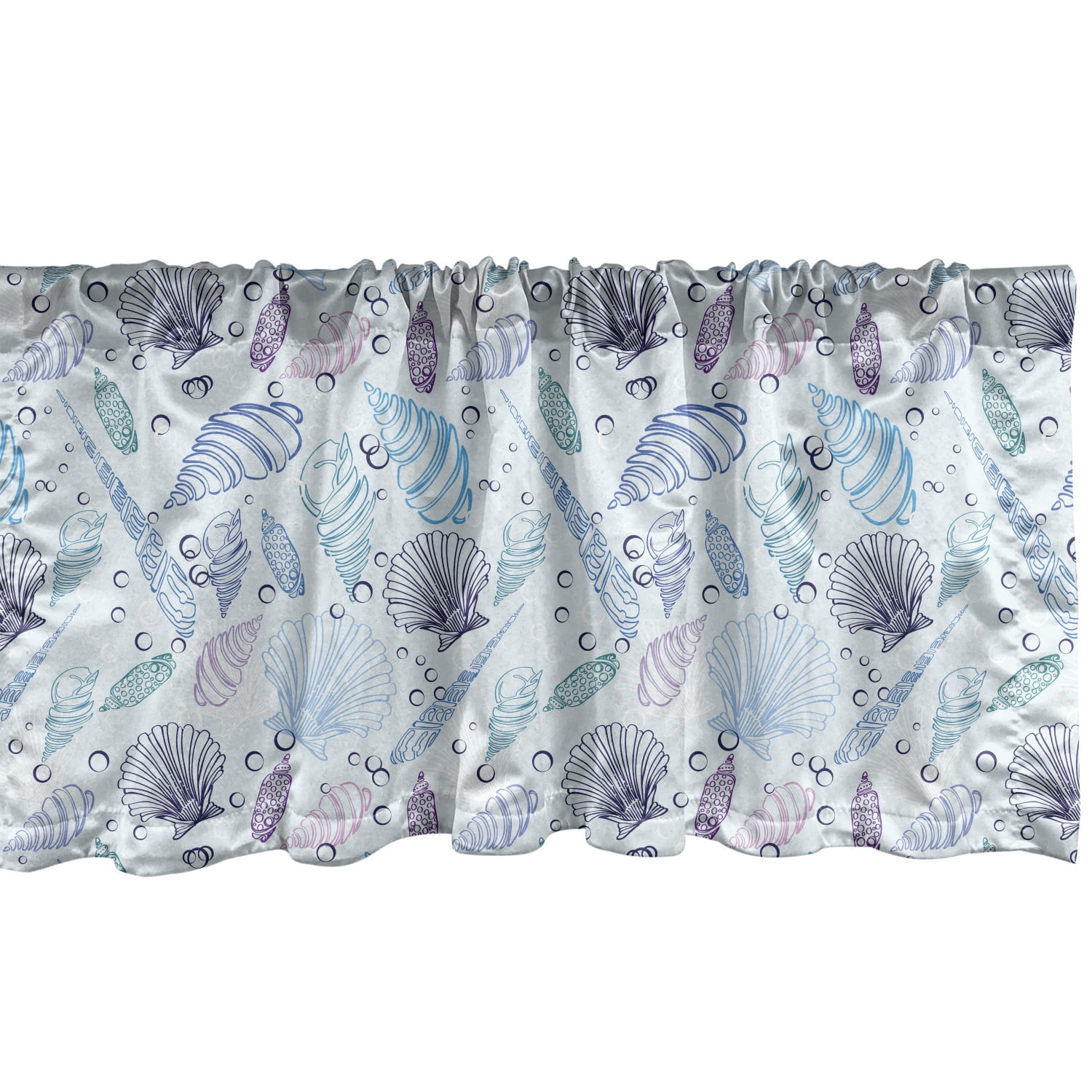 Ambesonne Nautical Window Valance, Various Sea Shell Pattern Underwater