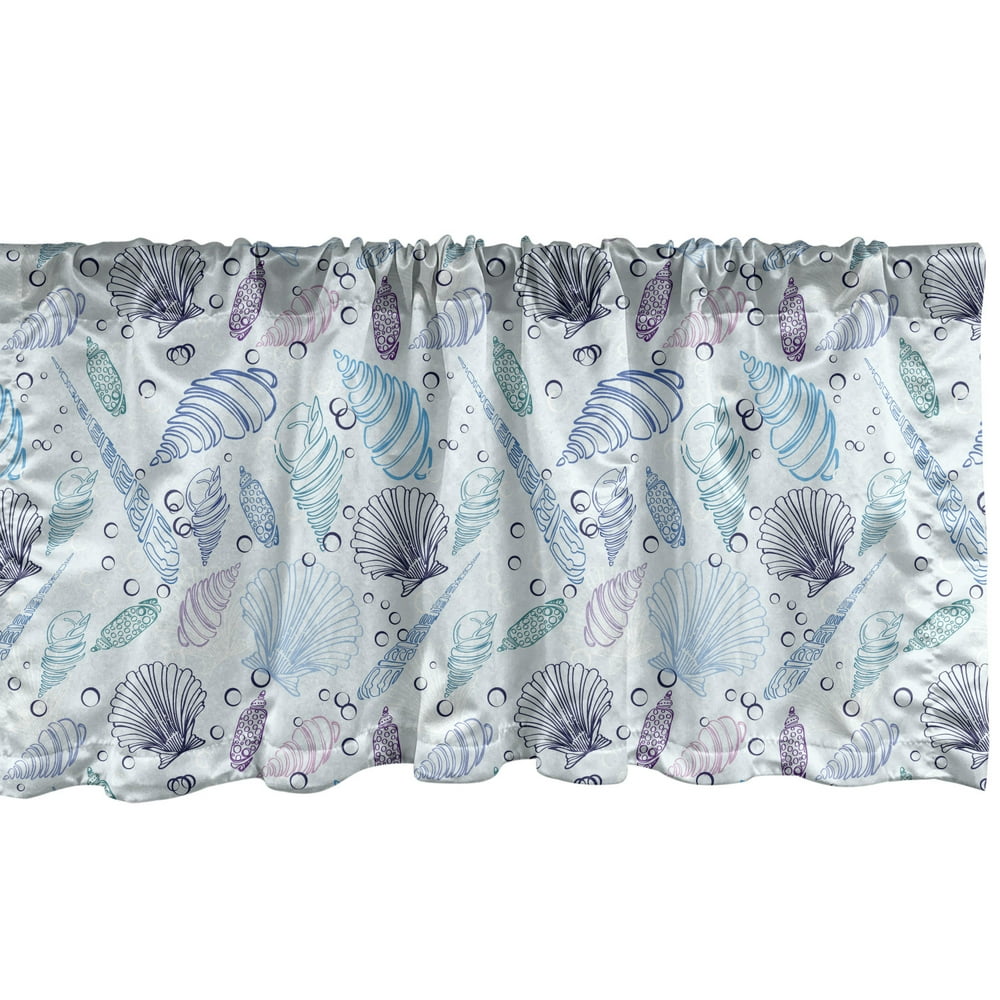 Nautical Window Valance, Various Sea Shell Pattern Underwater Bubbles ...
