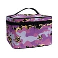 thumbnail image 2 of HELLHERO Travel Organizer with Brush Slots Make up Cosmetic Bags Wide-open Travel Make Up Organizer for Cosmetics & Toiletries Purple Leopard Camo, 2 of 6