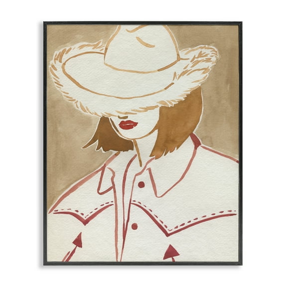 Stupell Industries Western Fashion Woman People Painting Black Framed Art Print Wall Art, 11 x 14