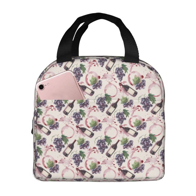 Easygdp Watercolor Wine Bottle Bolsa Térmica Premium - Tela Oxford Impermeable, Gran Capacidad, Bolsillo Frontal, Unisex para Trabajo, Escuela, Actividades al Aire Libre y Picnics