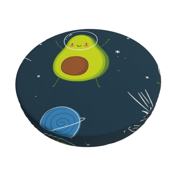 Disketp Avocado in Space Funda Redonda para Taburete, Funda de Cojín para Silla de Bar Suave y Elástica-12 inch