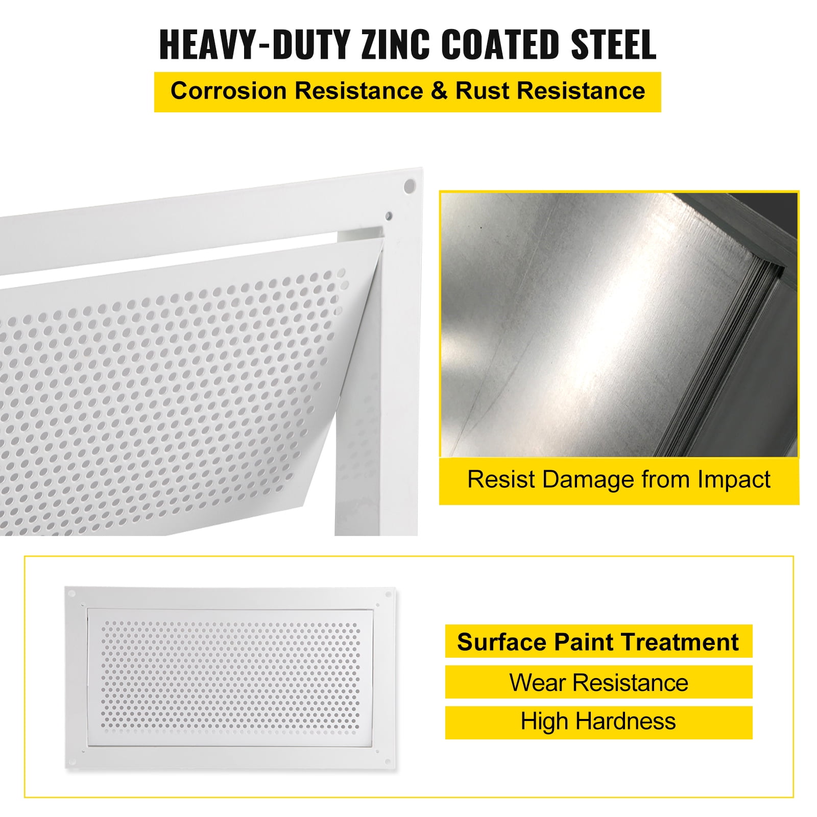 VEVOR Crawl Space Flood Vent 8" Hx 16" Wix 2" D Foundation Flood Vent to Reduce Foundation Damage and Flood Risk, White, Wall Mounted