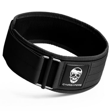 Gymreapers Quick Locking Weightlifting Belt for Bodybuilding, Powerlifting, Cross Training - 4 Inch Neoprene with Metal Buckle - Adjustable Olympic Lifting Back Support (Black, X-Small)