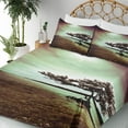 thumbnail image 4 of Ambesonne Lonely Tree Fitted & Top Sheet Set with Shams, Picturesque Lakeside, Green Black, 4 of 7