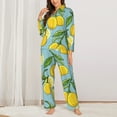 thumbnail image 2 of Lsque Lemon Pattern Long Sleeve Pajama Set for Women - Soft 2-Piece Sleepwear and Loungewear Set with Pockets, Comfy Nightwear-XX-Large, 2 of 7