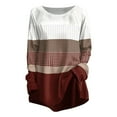 thumbnail image 4 of Womens Tops Blouses for Women Winter Long Sleeve Graphic Tees Round Neck Top Fall Color Block Sweatshirts Trendy Long Sleeve Shirts for Women, 4 of 7