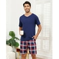 thumbnail image 4 of BEOEOSY Couple Pajamas Matching Sets Short Sleeve Pjs for Men V Neck Pajamas Soft Sleepwear 2 Piece Lounge Set (Dark Blue-Men,XXL), 4 of 7