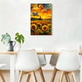thumbnail image 5 of Van Gogh Starry Night Inspired Sunflower Field Canvas Wall Art, Impressionist Sunset Landscape Decor, Vibrant Floral Artwork For Living Room, Bedroom, Office, Ready To Hang 12*18inch(30*45cm), 5 of 6