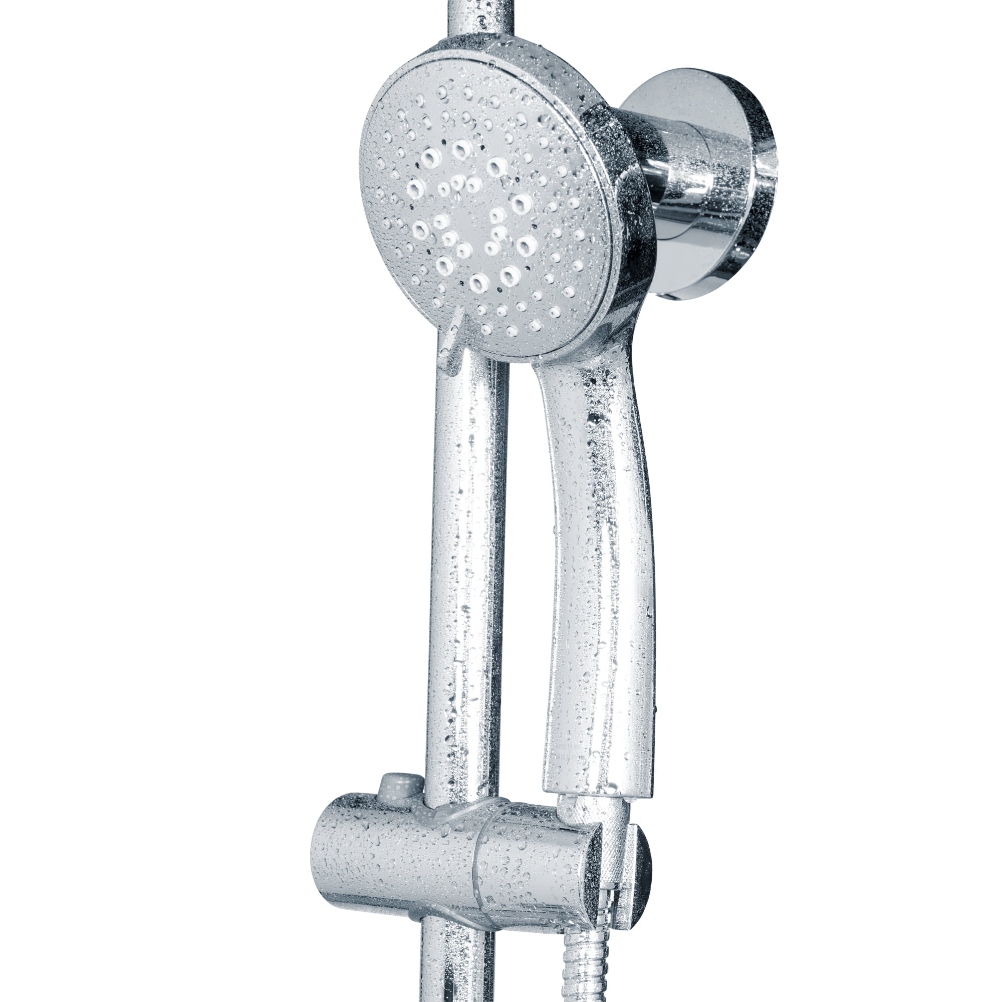 Lanai 8-in Rain Showerhead Shower System with 3-Body Jets Pivoting Shower Arm and Multi-function Handshower Chrome 1.8 GPM