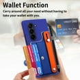 thumbnail image 3 of for Samsung Galaxy Z Fold 7 Wallet Case with Pen Holder & Stand, Built-in Screen Protector Wrist Strap Card Holder Back Cover Hard PC Shockproof Finger Grip Case for Men Women Girls, Blue, 3 of 9