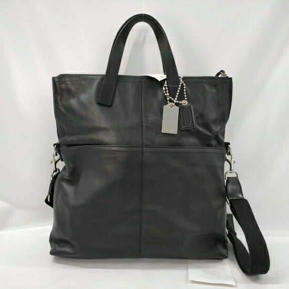 Pre-Owned COACH Tote Bag Thompson Crossbody Foldover 70493 Black Leather Men's... (Good)