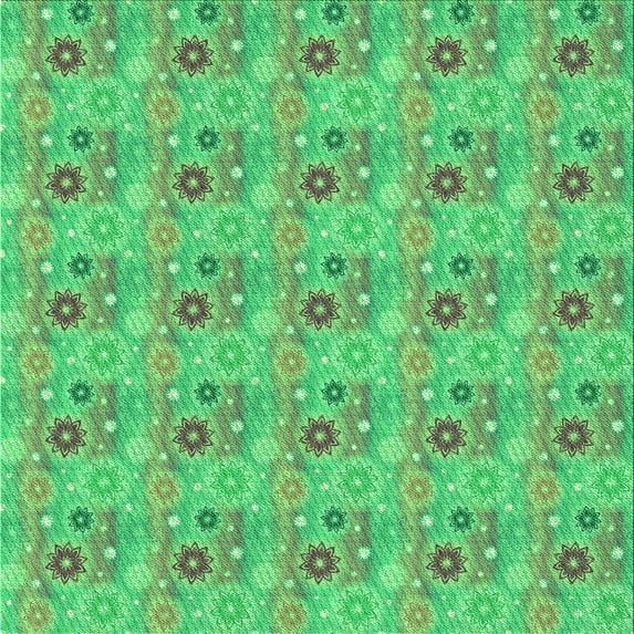 Ahgly Company Machine Washable Indoor Square Transitional Neon Green Area Rugs, 6' Square