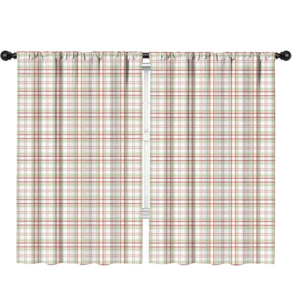 Red Green Checkerboard White Pattern Kids Curtains,Childrens Insulated Curtains Set Of 2,Bedroom Essentials,Teen Room Decor 52"X84"