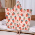 thumbnail image 5 of Red Strawberry Plants Fruit Flower Pink Pattern Hooded Bath Towel，60"x35" for Ages 3 To 12 Kids, Quick Dry Lightweight Soft Microfiber Hood Beach Towel Cover Up for Kids, 5 of 7