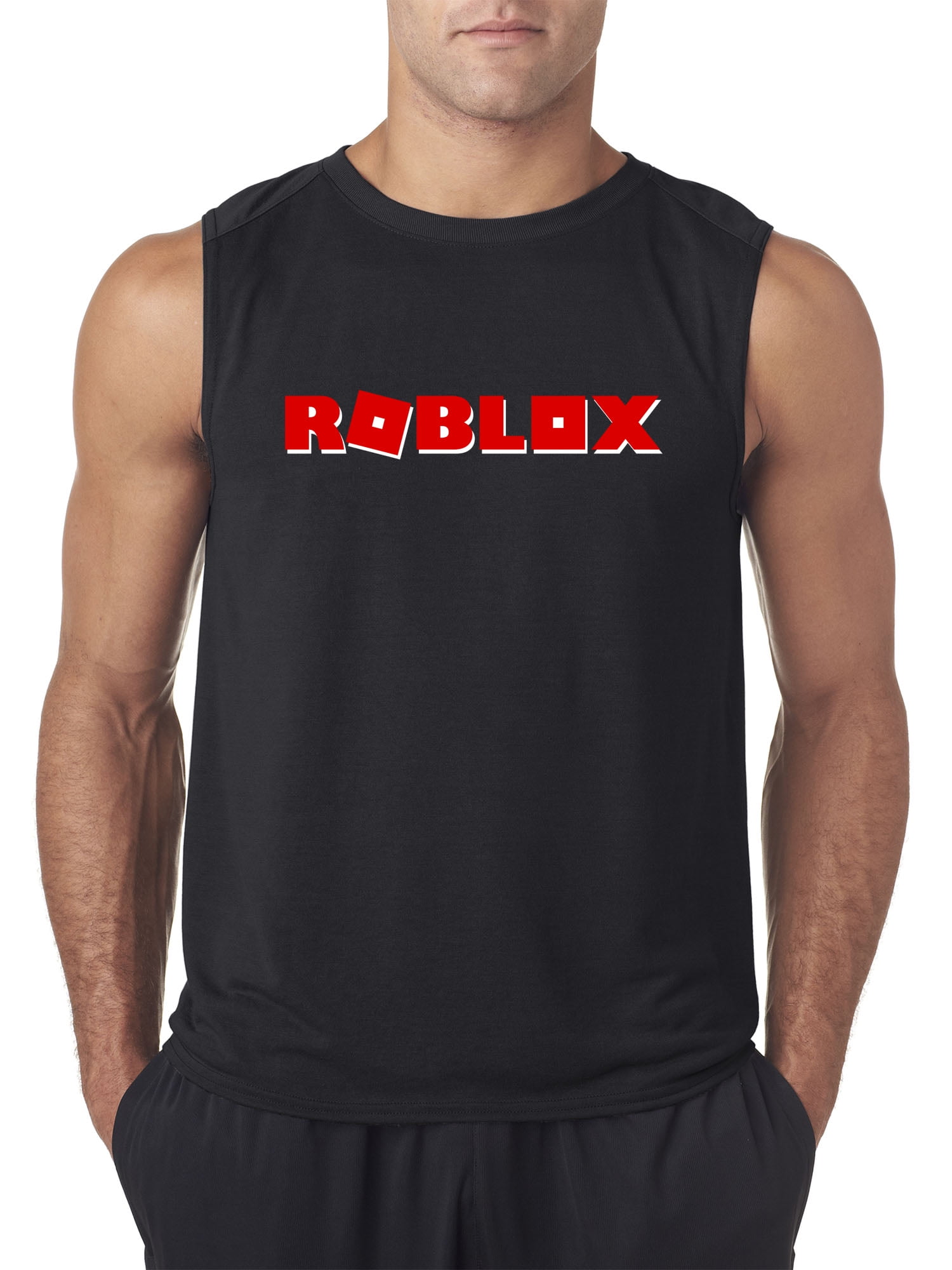 New Way 922 Men S Sleeveless Roblox Logo Game Filled Xl Black