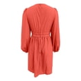 thumbnail image 5 of HNMKIU Long Sleeve Dress for Women Casual V Neck Flounce Short With Layering Options Elegant Spring Fall Outfit Midi Dress Orange,S, 5 of 5