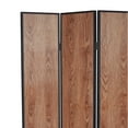 thumbnail image 2 of 3 Panel Foldable Wooden Screen with Grain Details, Brown, 2 of 2