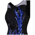thumbnail image 4 of Angel-fashions Women's Vintage Black Splicing Blue Sequin Dress Long Wedding Party Bride of Mother Gown X-Large, 4 of 6