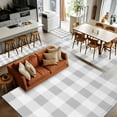 thumbnail image 5 of Grey White Buffalo Check 2.7x5 Area Rugs, Farmhouse Plaid Modern Geometric Non-Skid Rubber Backing Large Rectangle Rugs - Living Room Bedroom Home Office, Indoor Floor Mat Carpets Washable Rug, 5 of 9