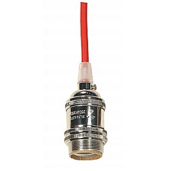 Satco Cast Brass Polished Nickel Keyless Socket with 10ft Red SVT Rayon Wire