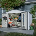 thumbnail image 4 of 10x8FT Outdoor Storage Shed, All-Weather Garden Metal Tool Shed with Lockable Doors, White Galvanized Steel Large Tool Sheds for Patio, Lawn, Backyard, Weather-Proof, 4 of 10