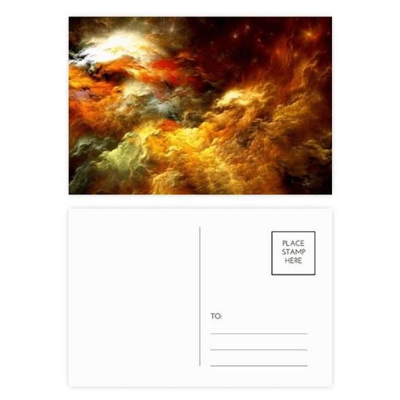 orange sky en nebula landscape postcard set birthday mailing thanks greeting card