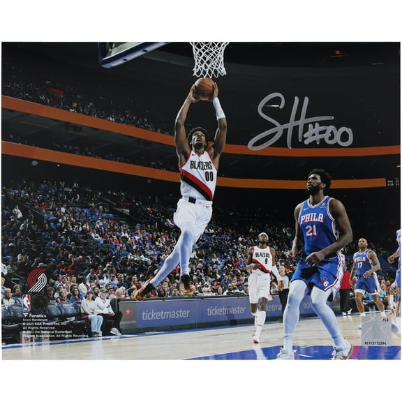 Scoot Henderson Portland Trail Blazers Autographed 8" x 10" Dunk Vs. Philadelphia 76ers Photograph - Fanatics Authentic Certified