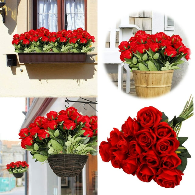 Ensemble de 15 Bouquets de Fleurs Réalistes pour Mariage, Maison, Extérieur, Intérieur, Suspension, 15 Pcs
