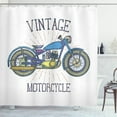 thumbnail image 1 of Motorcycle Shower Curtain, Colorful Vintage Bike with Starburst Dashed Lines and Grunge Effect Hand Drawn, Fabric Bathroom Set with Hooks, 69W X 84L Inches Extra Long, Multicolor, by Ambesonne, 1 of 3