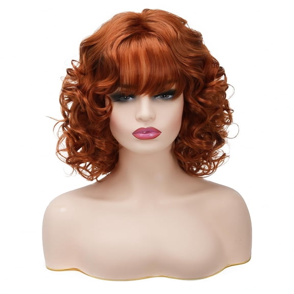 Women's Short Curly Orange Wig, Synthetic  Copper Red Hair Wig for Daily Wear, Cosplay, Halloween Costume, Themed Party, Natural Fluffy Wig for Female