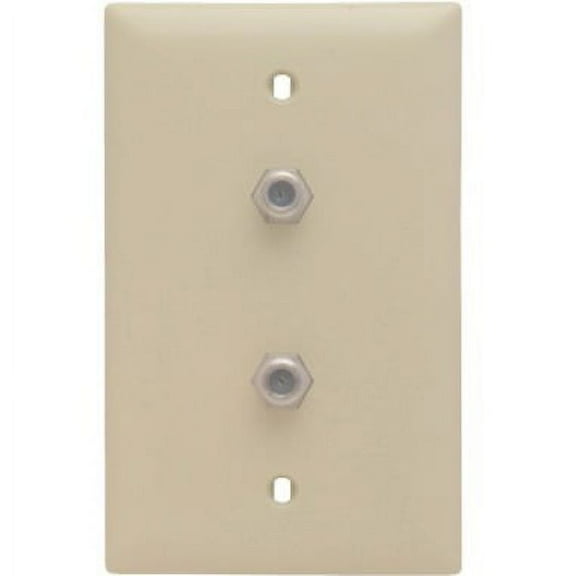 Pass & Seymour TPCATV2I Ivory 1-Gang Wallplate 2-F Type Coax Connector Device