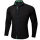 thumbnail image 2 of Camisa de vestir DiBangu para hombre, manga larga, casual, con botones, corte regular, interior en contraste, para fiestas de negocios, negra y verde brillante, talla L, 2 of 6