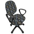 thumbnail image 1 of Geometric Office Chair Slipcover, Tribal Inspired Rhombuses and Triangles Pattern, Protective Stretch Decorative Fabric Cover, Standard Size, Blue Grey Camel, by Ambesonne, 1 of 5