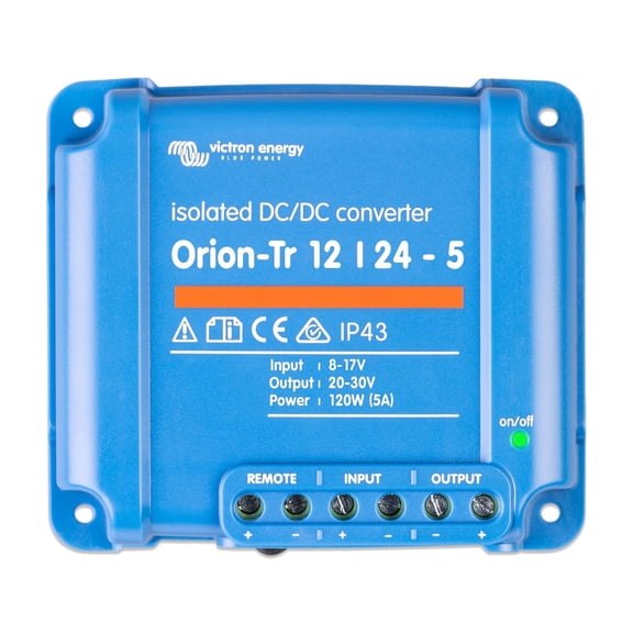 Victron Energy Orion-Tr DC to DC Converter - 12/24- 5 amp 120-Watt - IP43 Protected - for Dual Battery Systems - Isolated
